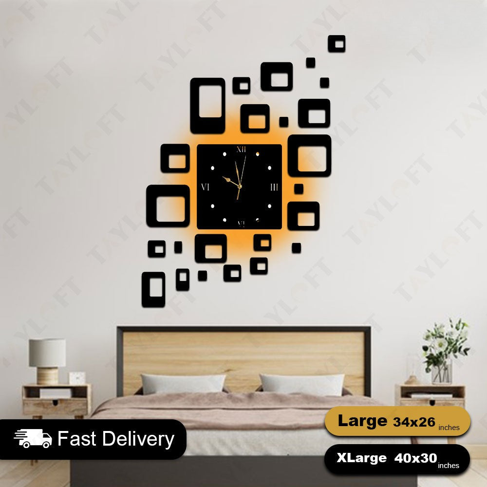 Box Wooden Clock For Wall Decor