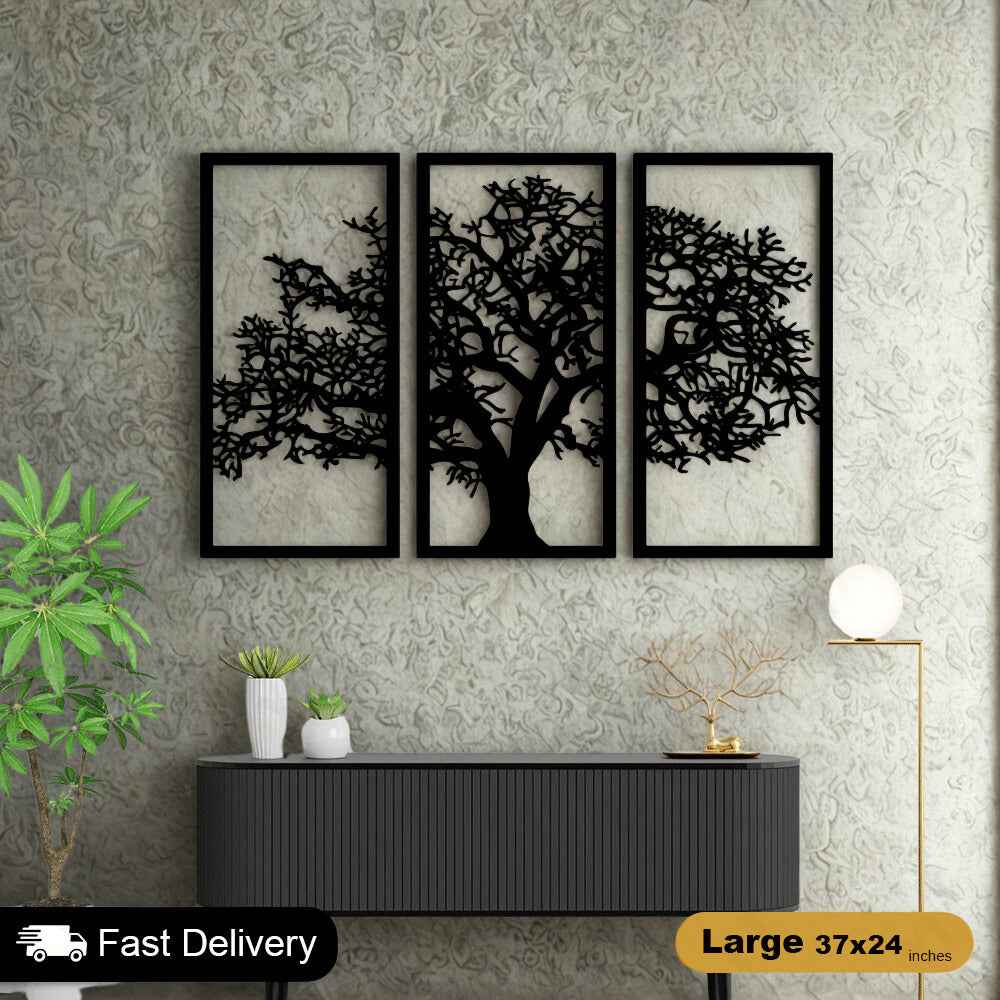 3 Frame Tree Wooden Panels For Wall Decor