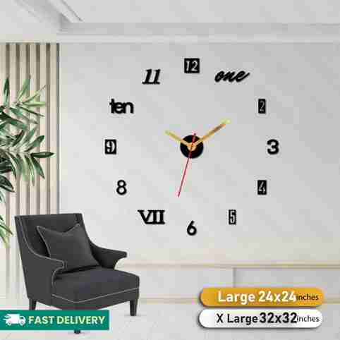 3D DIY Wooden Clock For Wall Decor