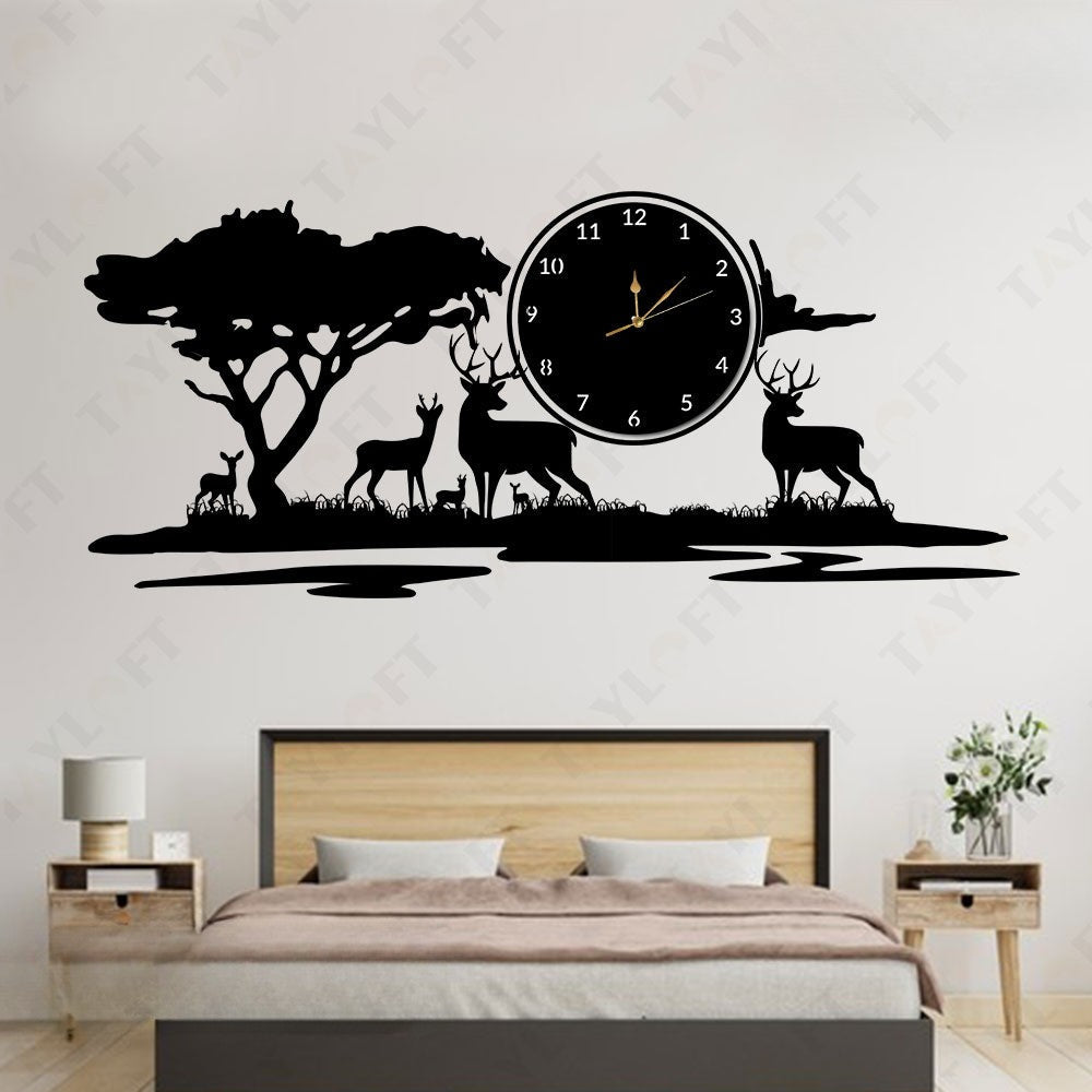 Jungle Wooden Clock For Wall Decor