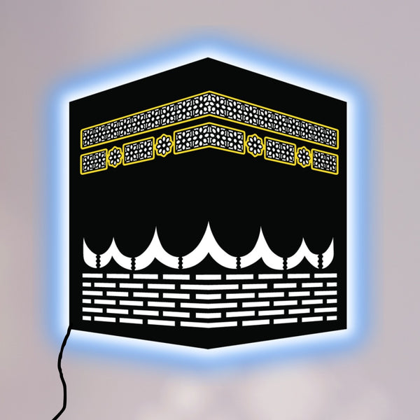 LED Wall Art Inspired by the Kaaba – Elegant Islamic Home Decoration (12x12 inches)