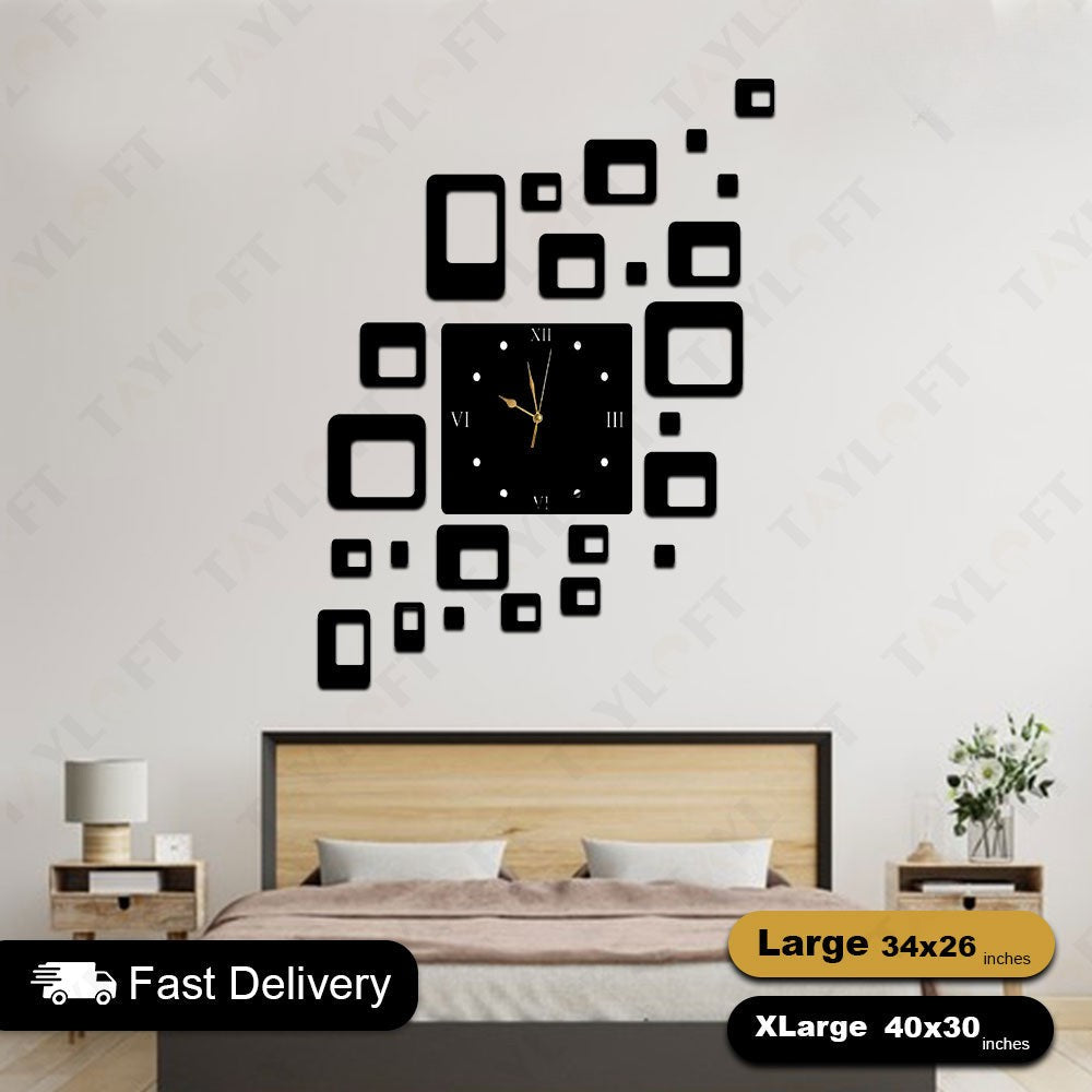 Box Wooden Clock For Wall Decor