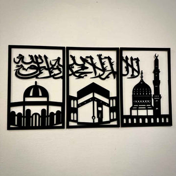 3 Frames Kalma Wooden Wall Art For Wall Decor