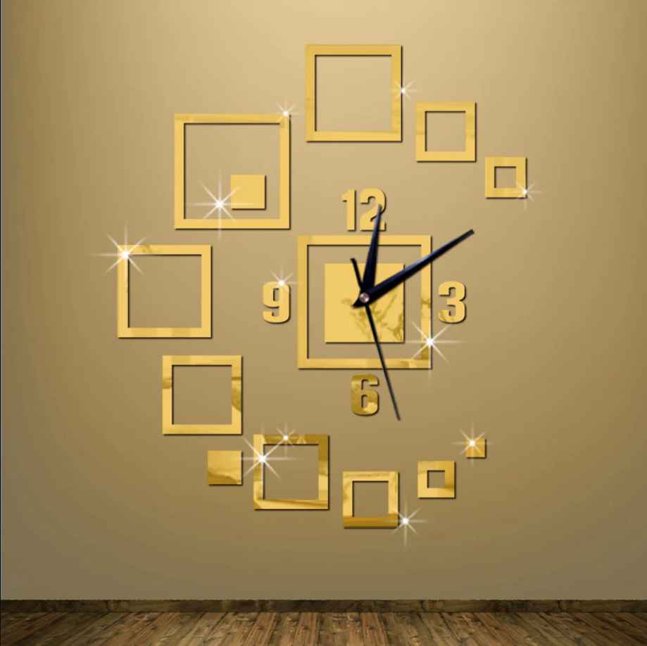 Golden Acrylic Wall Clock For Wall Decor